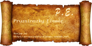 Pruzsinszky Elemér névjegykártya